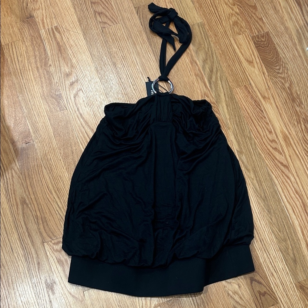 Dolls Kill Y2K Black Halter Mini Dress with silver o Ring women’s large new